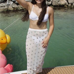 Shell Knit Maxi Skirt - White